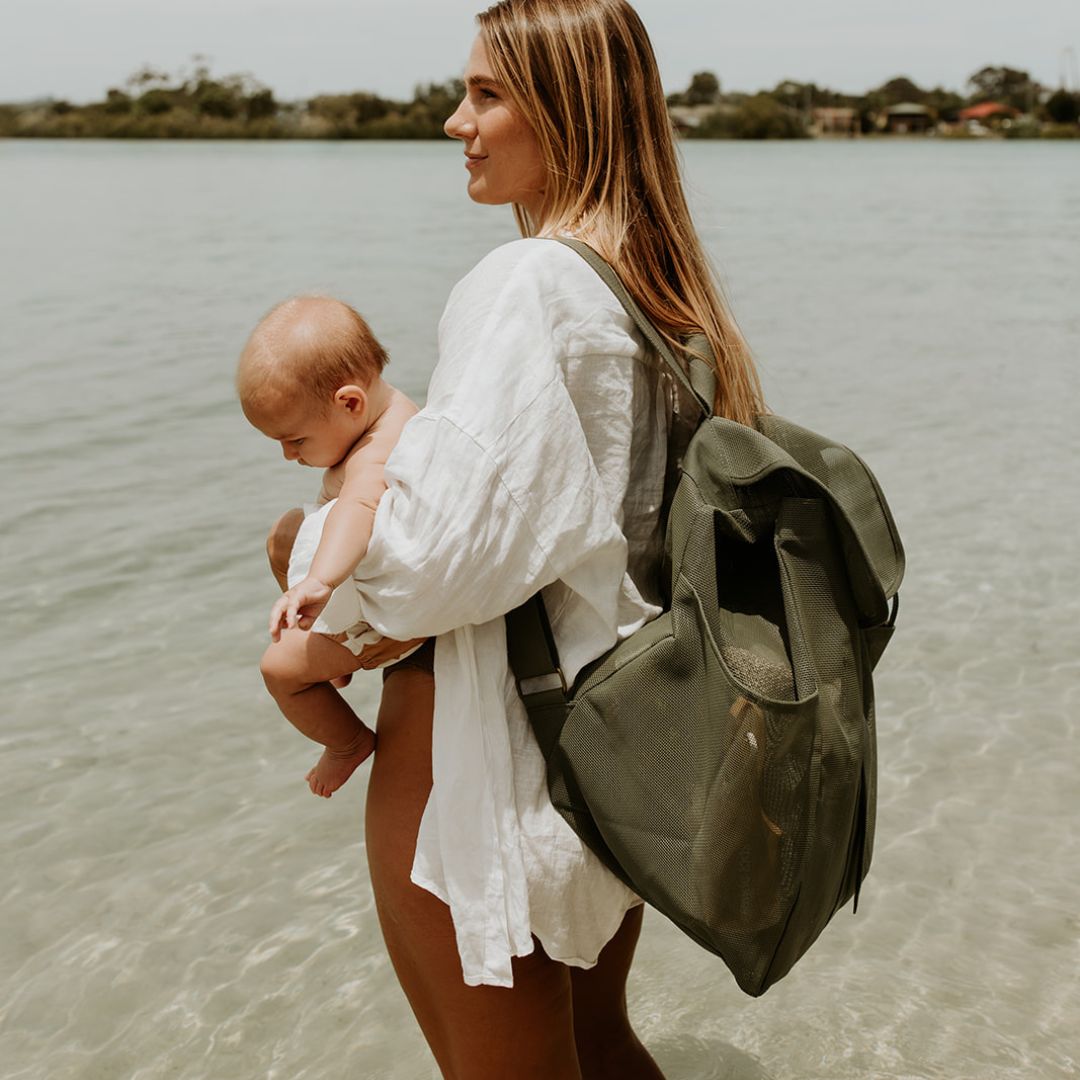 backpack for beach travel Buy Large Green Mesh Beach Bag Backpack Online | Beach Hauler - Backpack